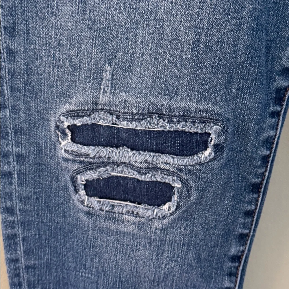 J.Crew Jeans 10” High Rise Toothpick Button Fly Knee Patch Fading Raw Hem Size33